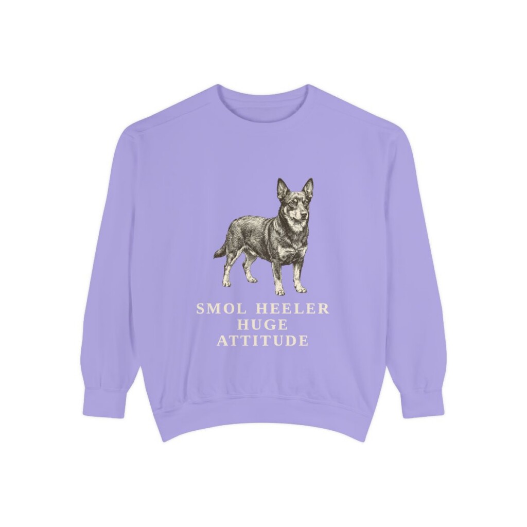 Lancashire Heeler Humor Sweatshirt, Violet, front view