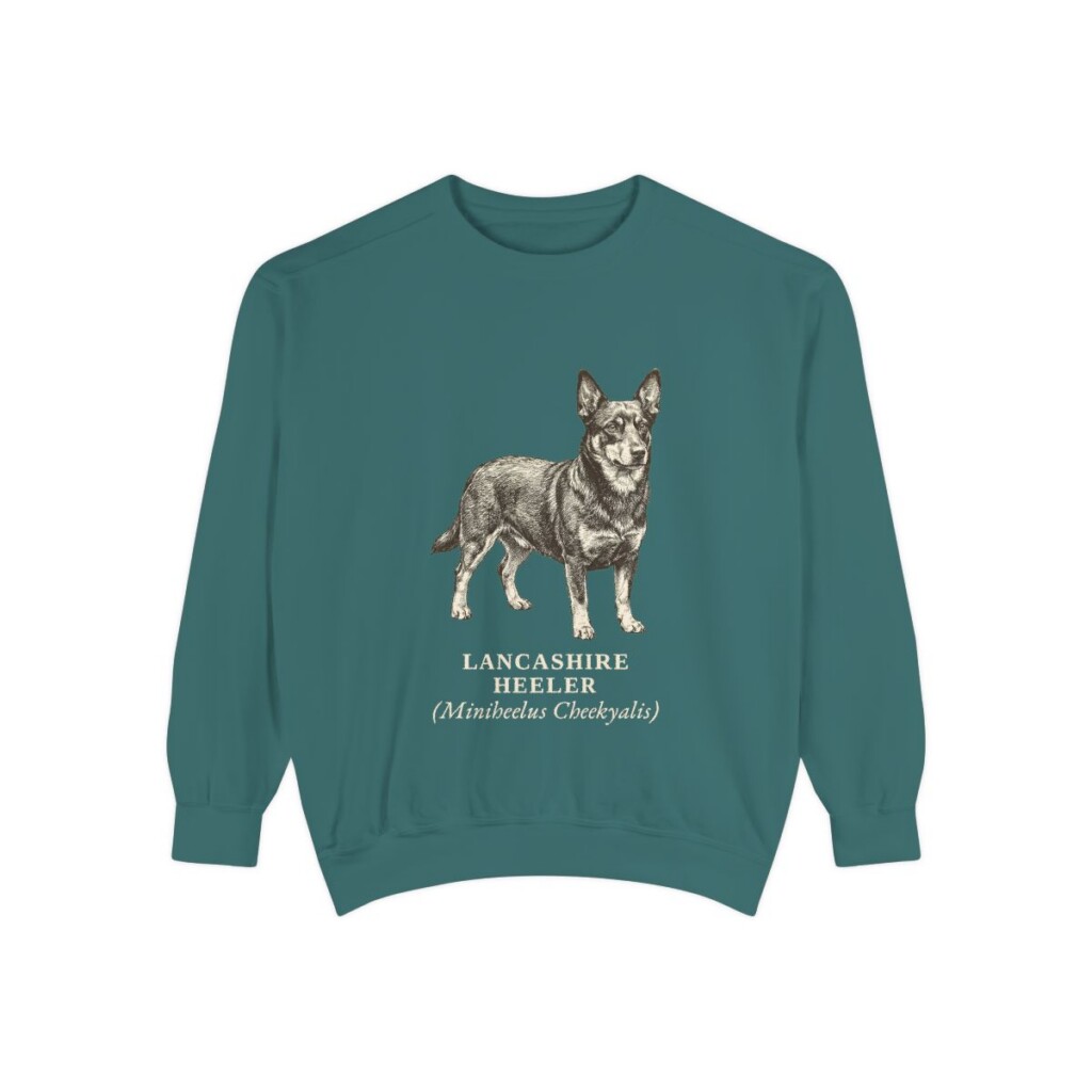 lancashire-heeler-sweatshirt-latin-blue-spruce-1 Lancashire Heeler Latin Sweatshirt, Blue Spruce, front view
