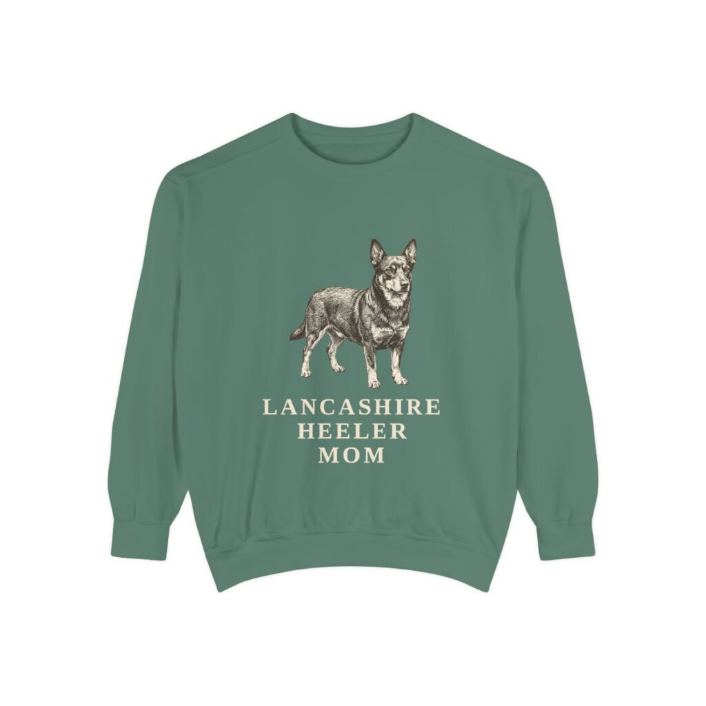Lancashire Heeler Mom Sweatshirt, Light Green, front view