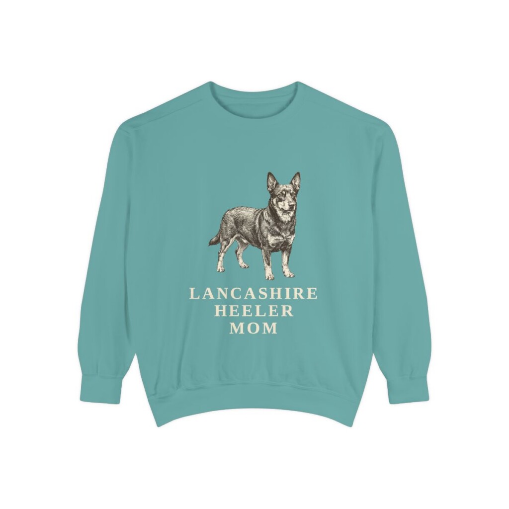 Lancashire Heeler Mom Sweatshirt, Seafoam, front view
