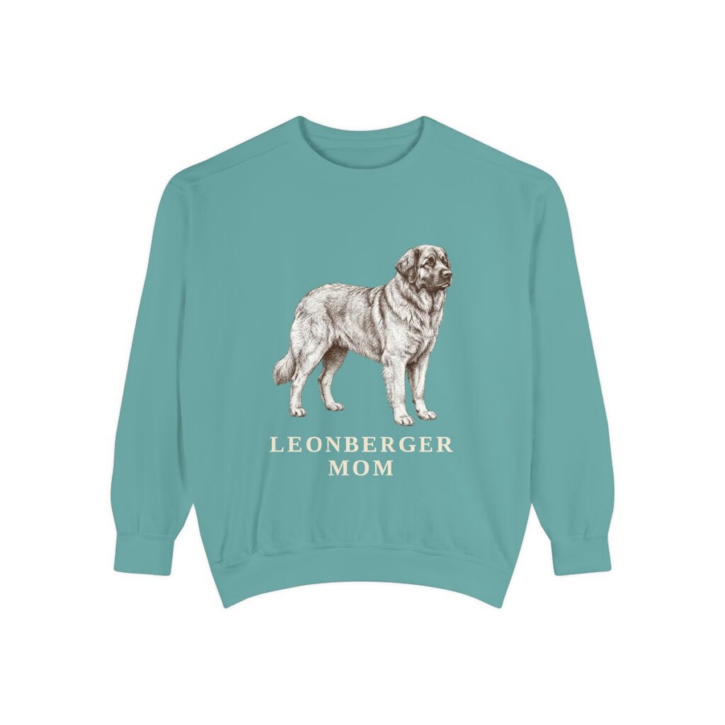 leonberger-sweatshirt-mom-seafoam Leonberger Mom Sweatshirt, Seafoam, front view