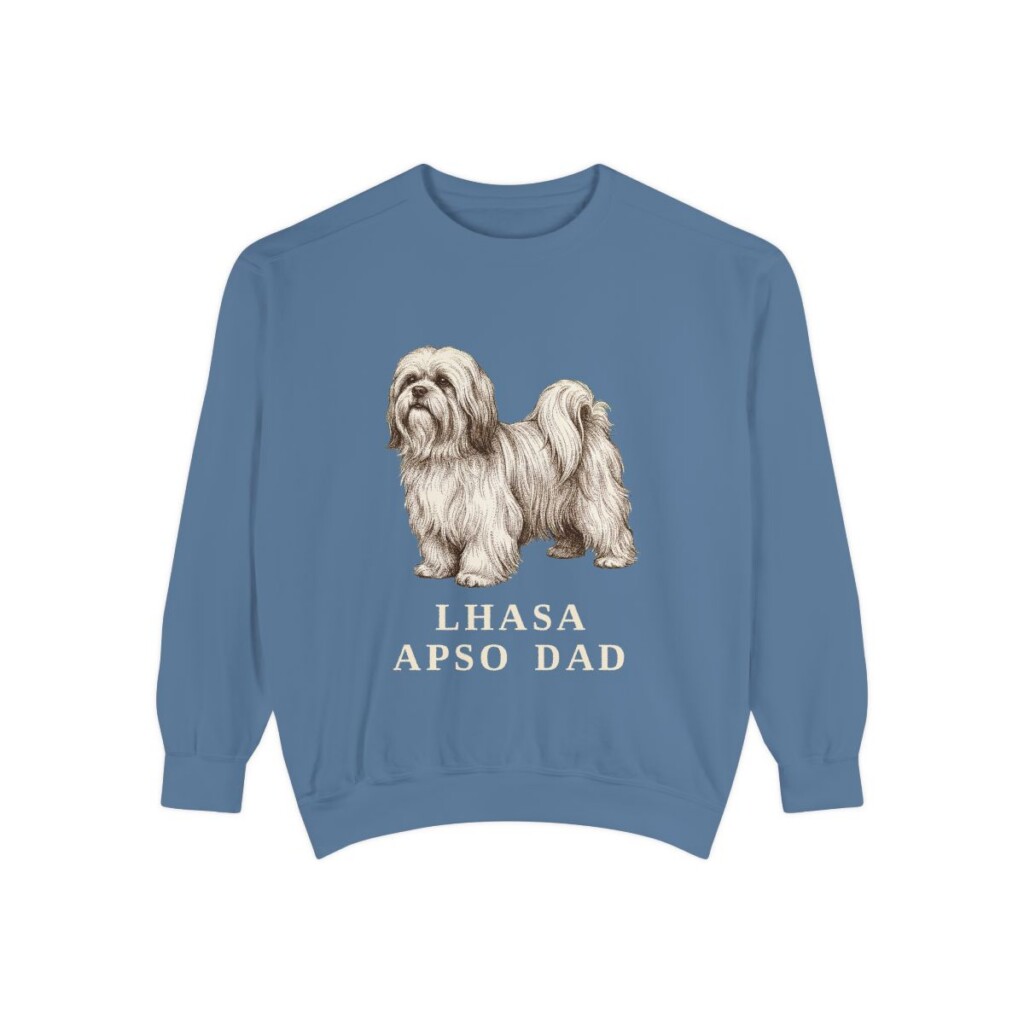 Lhasa Apso Dad Sweatshirt, Blue Jean, front view