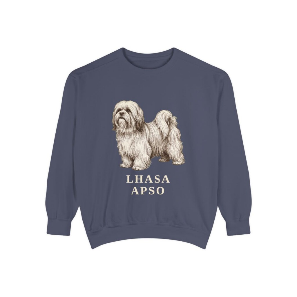 Lhasa Apso Sweatshirt, Denim, front view