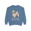Lhasa Apso Humor Sweatshirt, Blue Jean, front view