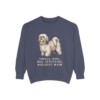 Lhasa Apso Humor Sweatshirt, Denim, front view
