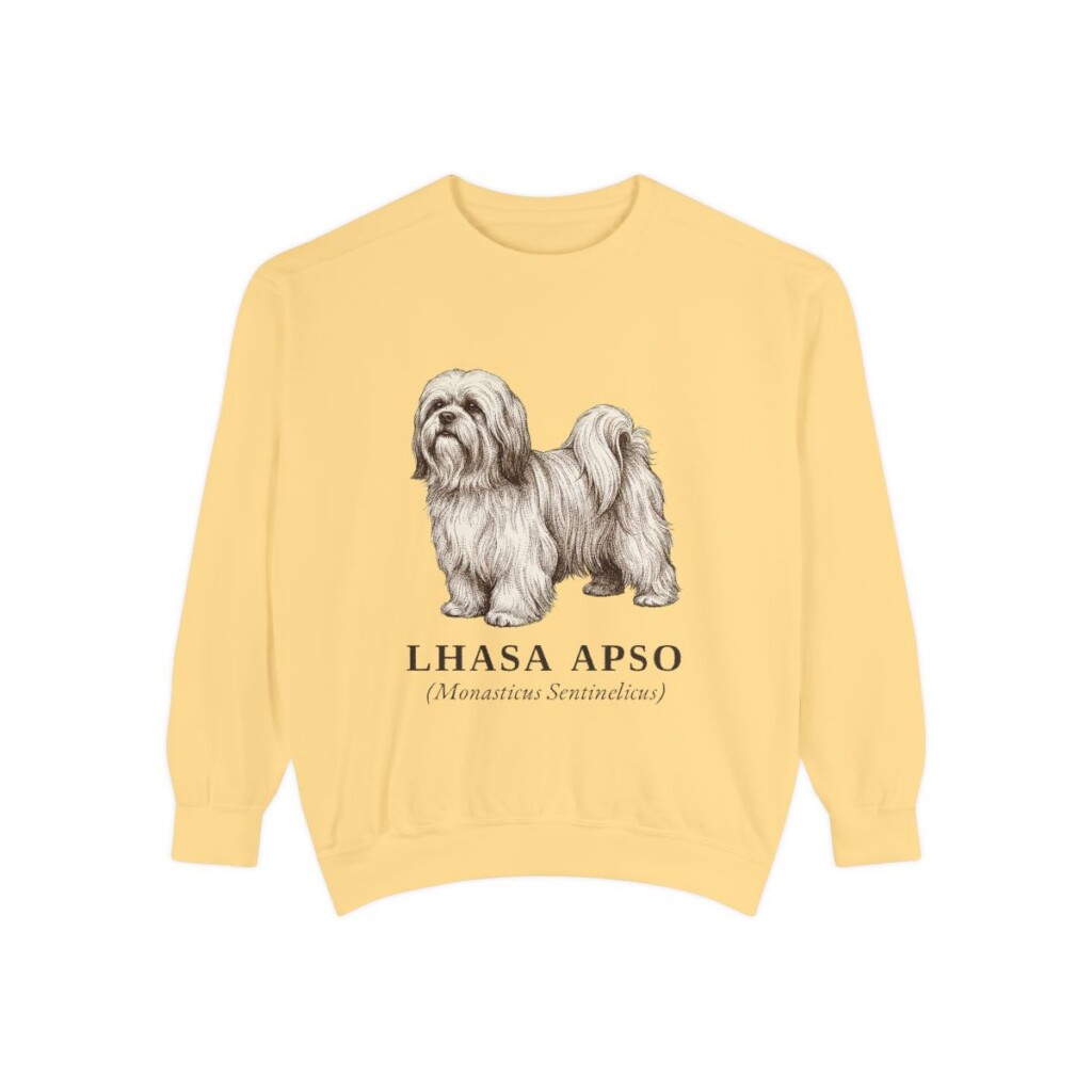 Lhasa Apso Latin Sweatshirt, Butter, front view
