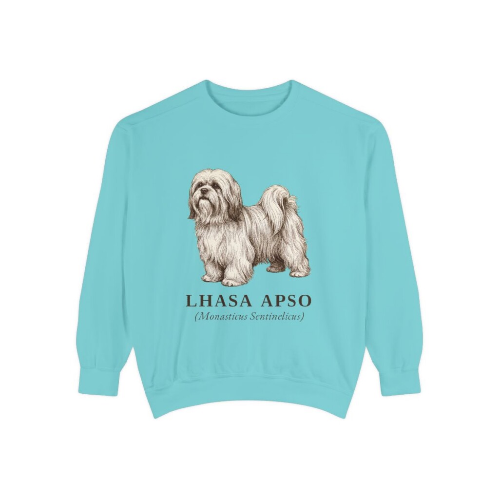 Lhasa Apso Latin Sweatshirt, Chalky Mint, front view