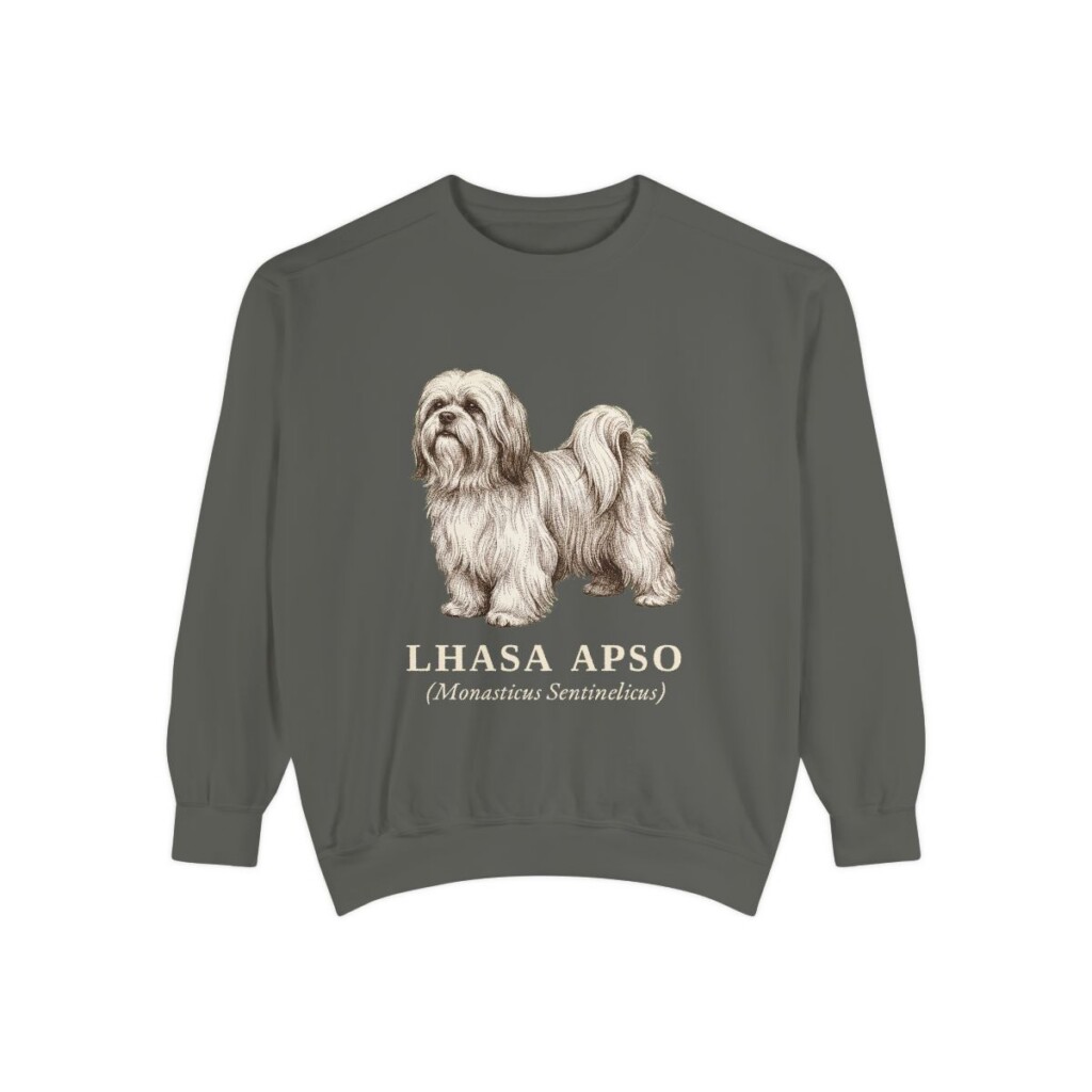 Lhasa Apso Latin Sweatshirt, Pepper, front view