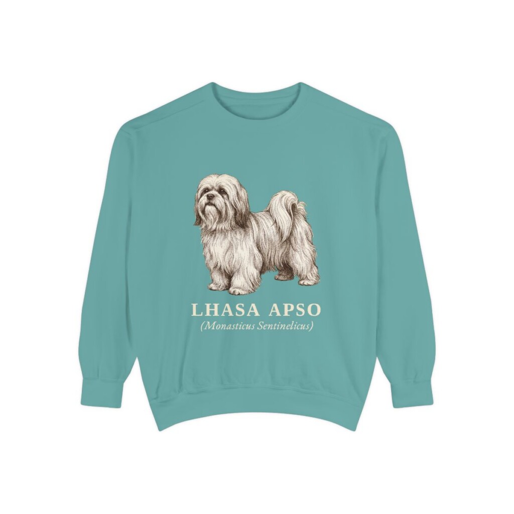 Lhasa Apso Latin Sweatshirt, Seafoam, front view