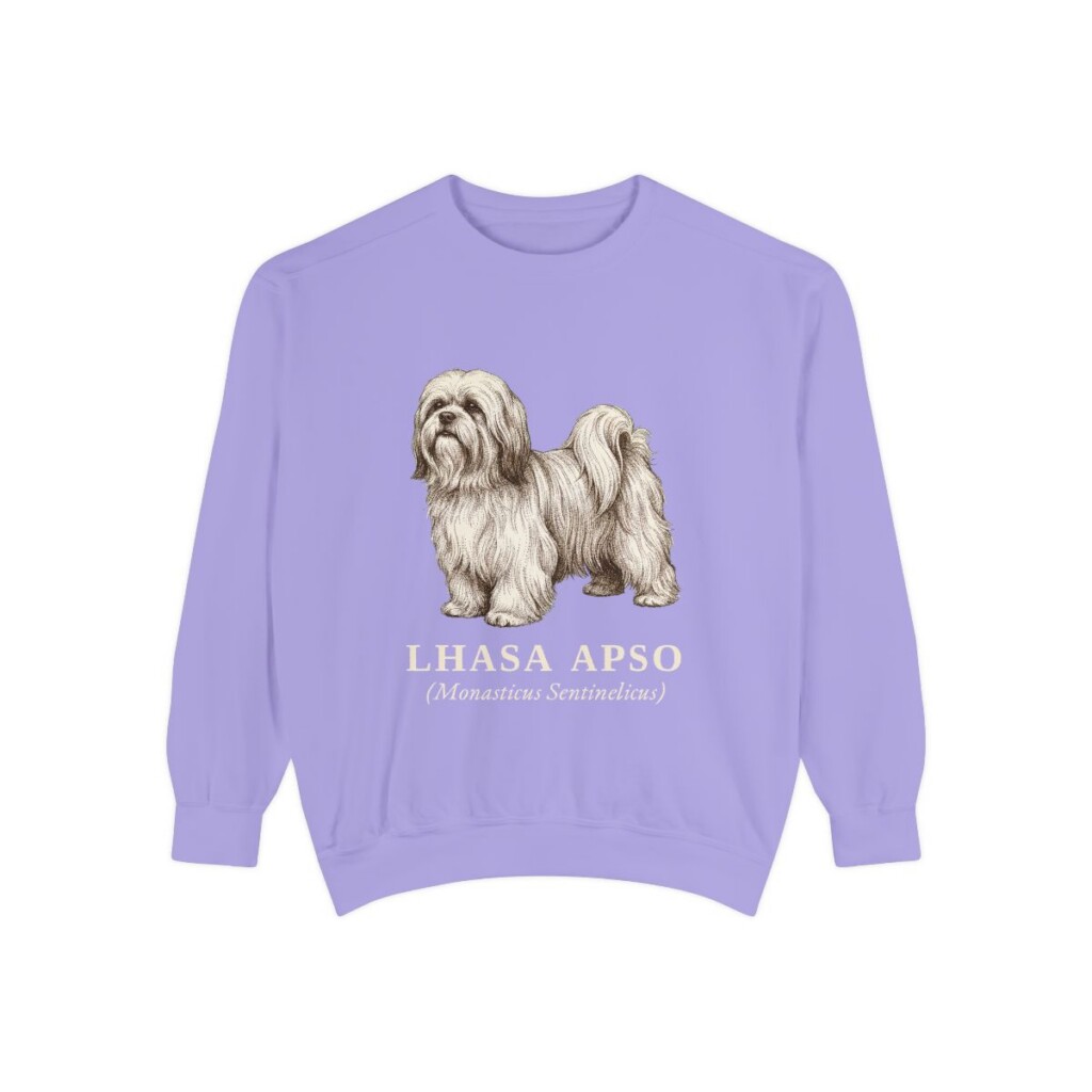 Lhasa Apso Latin Sweatshirt, Violet, front view