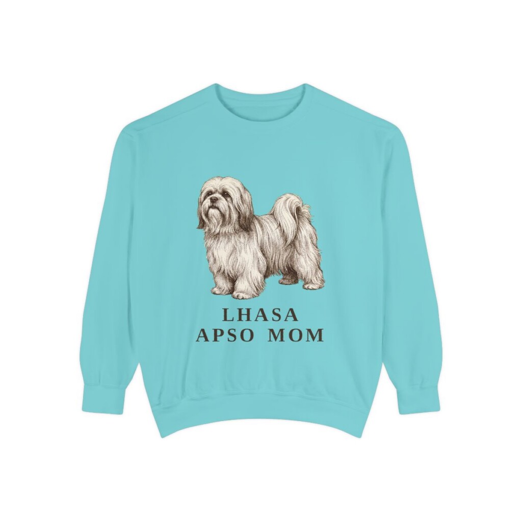 lhasa-apso-sweatshirt-mom-chalky-mint Lhasa Apso Mom Sweatshirt, Chalky Mint, front view