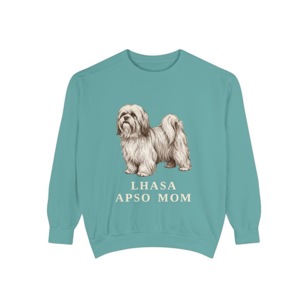 lhasa-apso-sweatshirt-mom-seafoam Lhasa Apso Mom Sweatshirt, Seafoam, front view