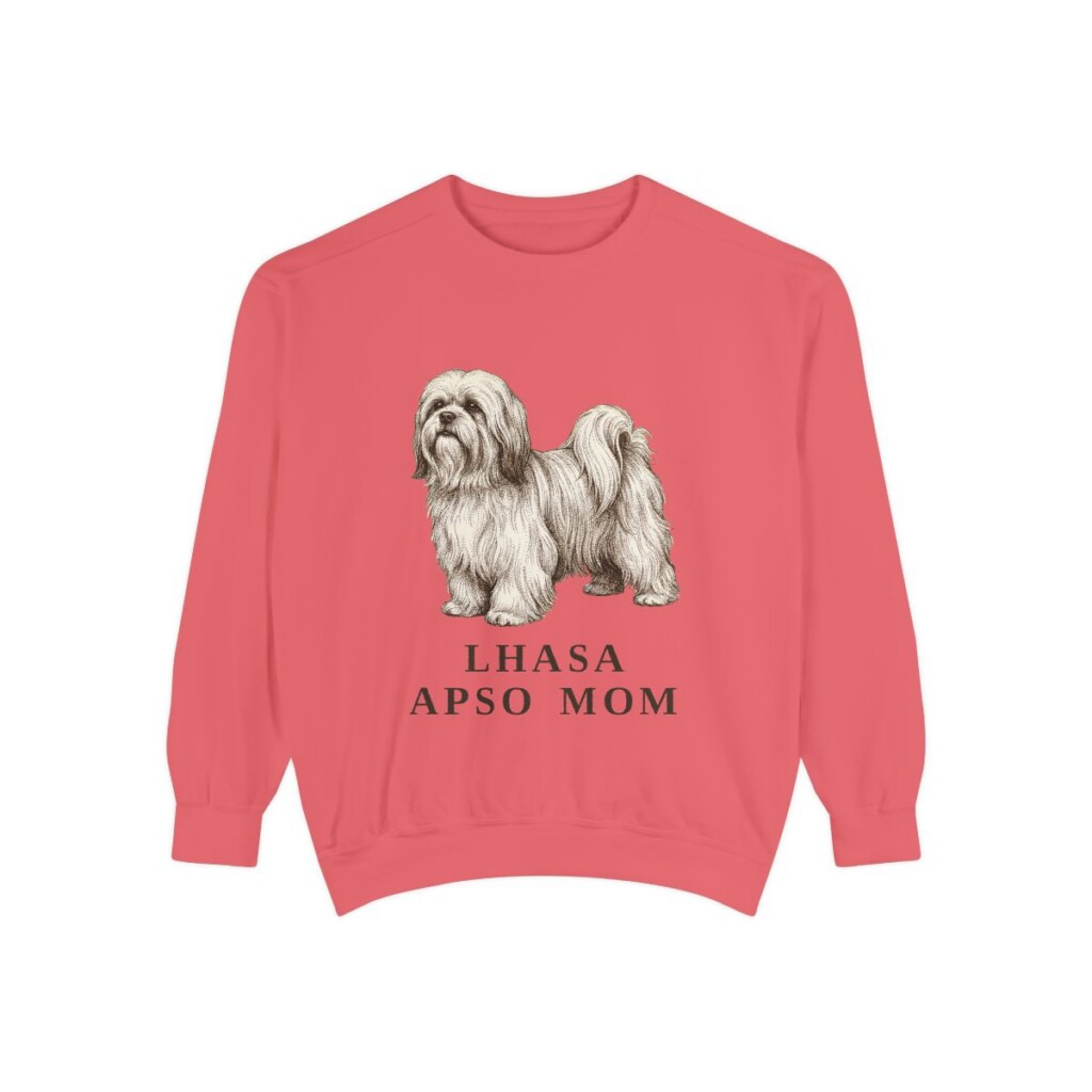 lhasa-apso-sweatshirt-mom-watermelon Lhasa Apso Mom Sweatshirt, Watermelon, front view