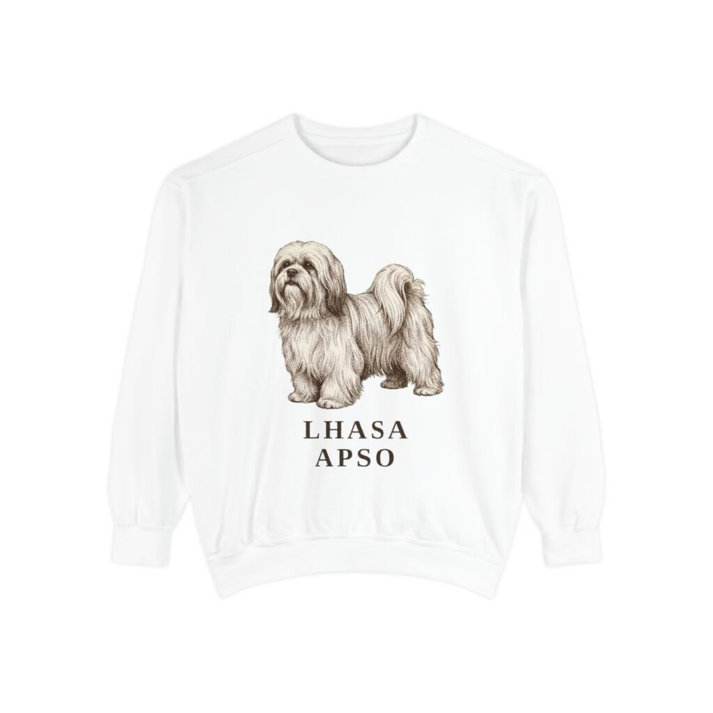 Lhasa Apso Sweatshirt, White, front view