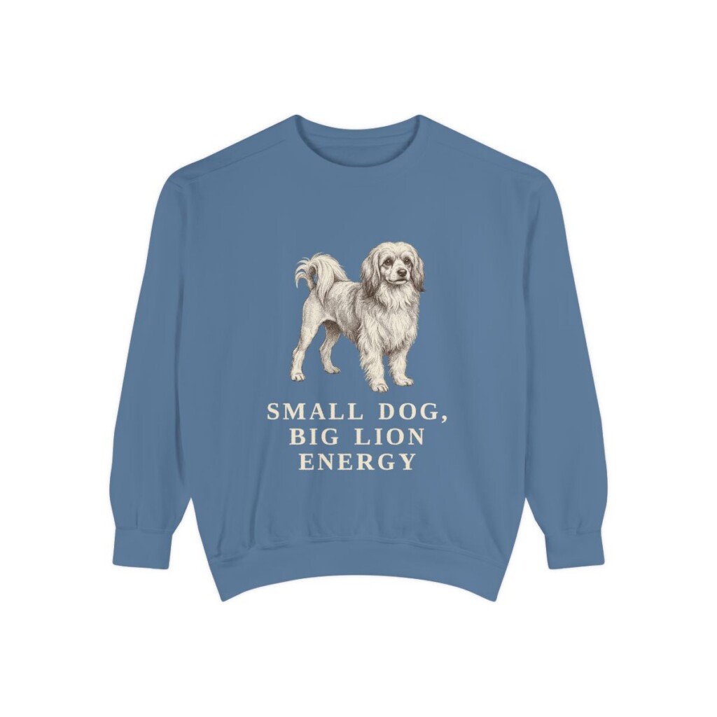 lowchen-sweatshirt-humor-blue-jean Lowchen Humor Sweatshirt, Blue Jean, front view