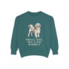 lowchen-sweatshirt-humor-blue-spruce Lowchen Humor Sweatshirt, Blue Spruce, front view