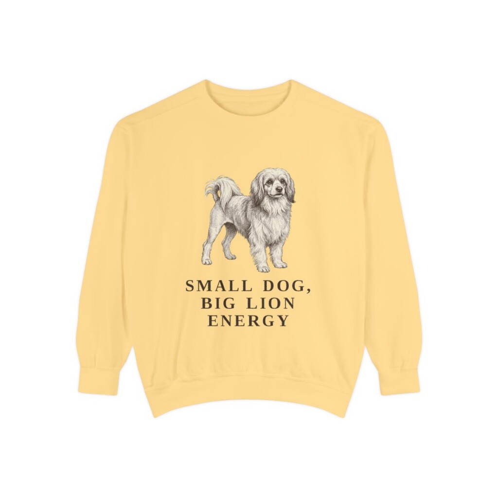 lowchen-sweatshirt-humor-butter Lowchen Humor Sweatshirt, Butter, front view