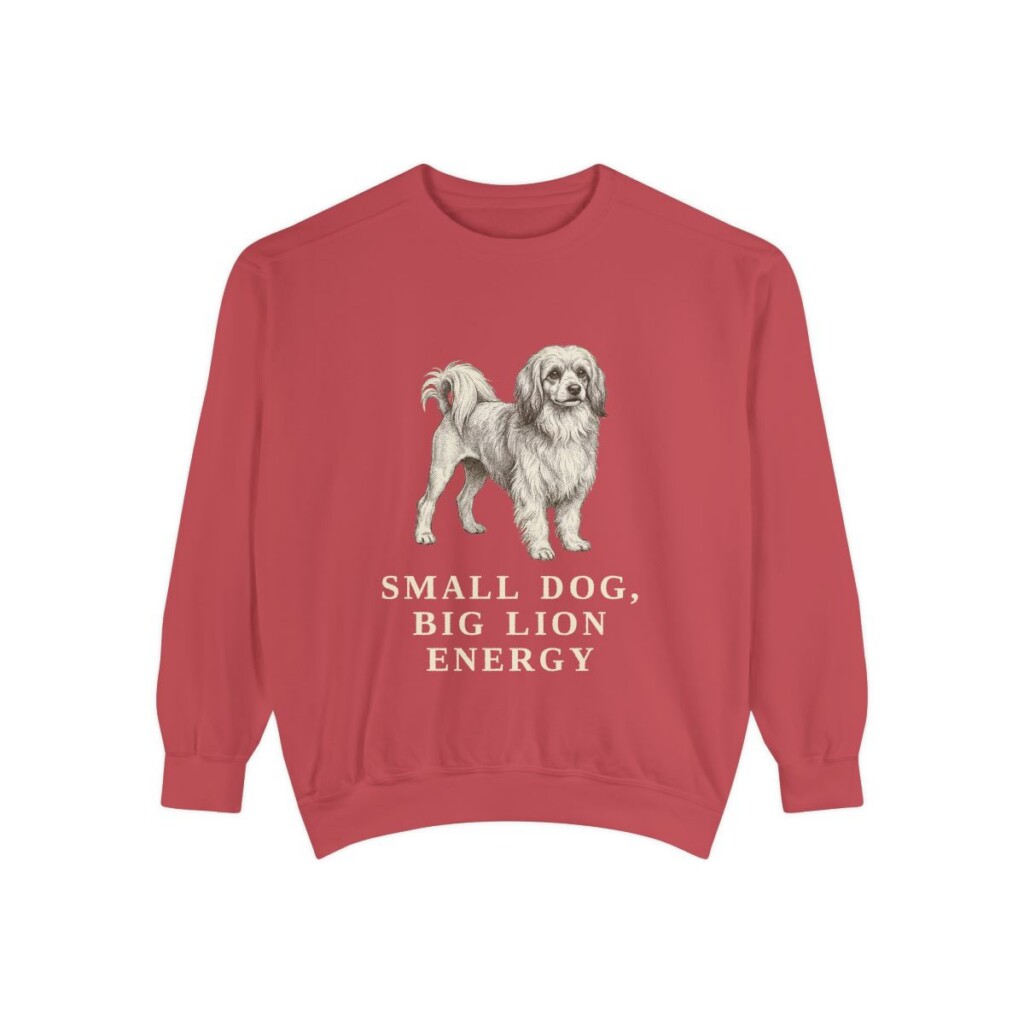 lowchen-sweatshirt-humor-crimson Lowchen Humor Sweatshirt, Crimson, front view