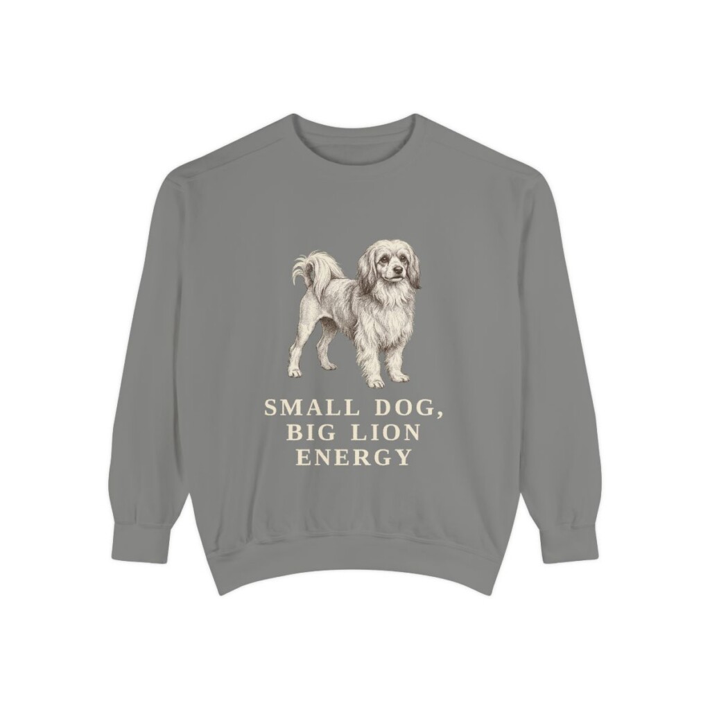 lowchen-sweatshirt-humor-grey Lowchen Humor Sweatshirt, Grey, front view