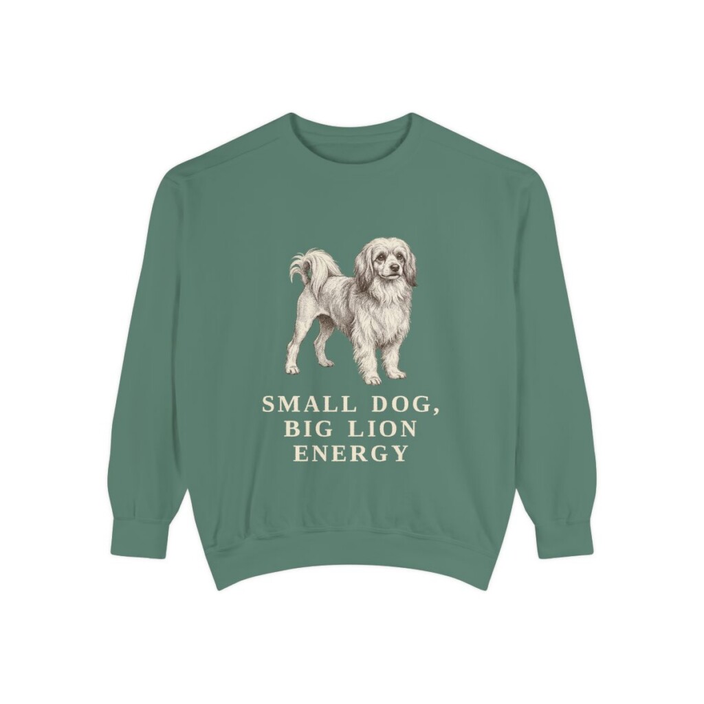 lowchen-sweatshirt-humor-light-green Lowchen Humor Sweatshirt, Light Green, front view