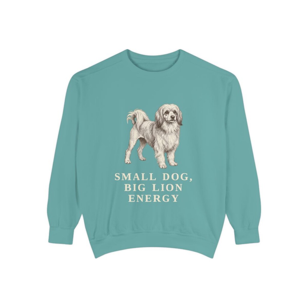 lowchen-sweatshirt-humor-seafoam Lowchen Humor Sweatshirt, Seafoam, front view