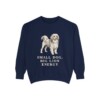 lowchen-sweatshirt-humor-true-navy Lowchen Humor Sweatshirt, True Navy, front view