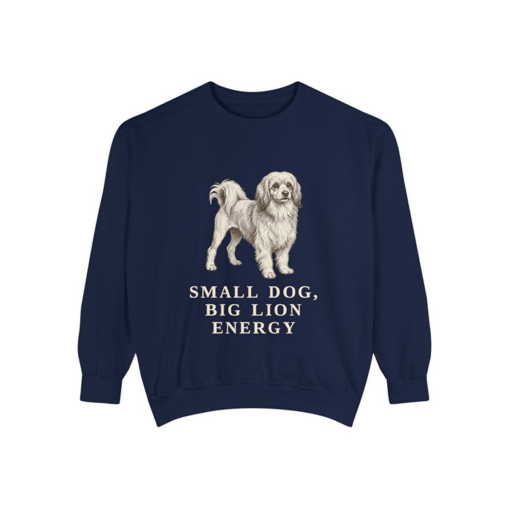 lowchen-sweatshirt-humor-true-navy Lowchen Humor Sweatshirt, True Navy, front view