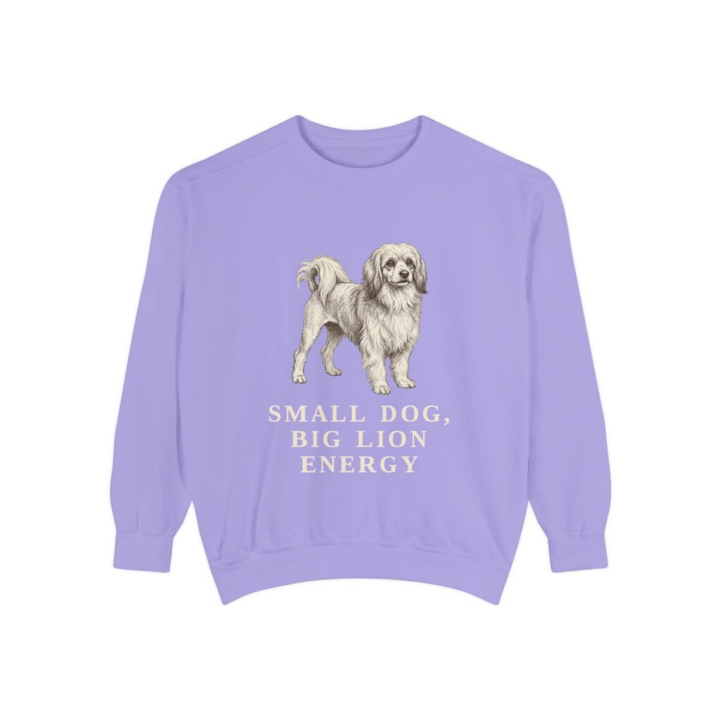 lowchen-sweatshirt-humor-violet Lowchen Humor Sweatshirt, Violet, front view