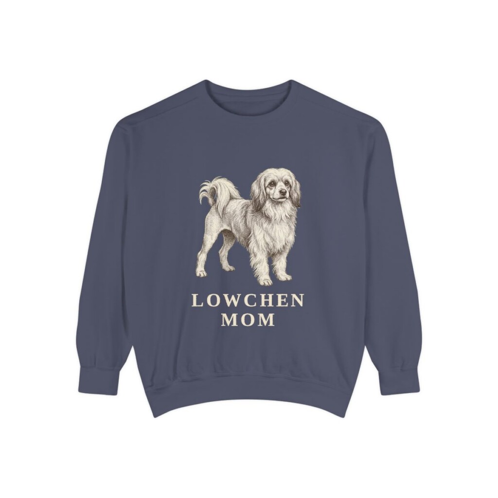 Lowchen Mom Sweatshirt, Denim, front view