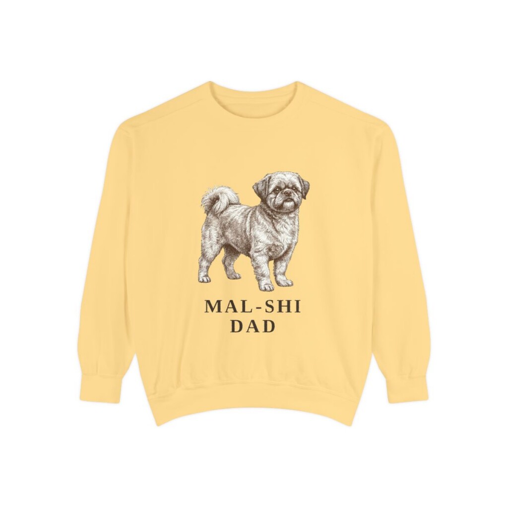 mal-shi-sweatshirt-dad-butter Mal-Shi Dad Sweatshirt, Butter, front view