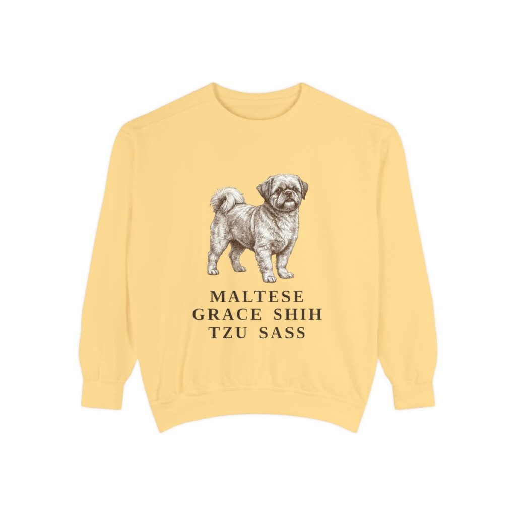 Mal-Shi Humor Sweatshirt, Butter, front view