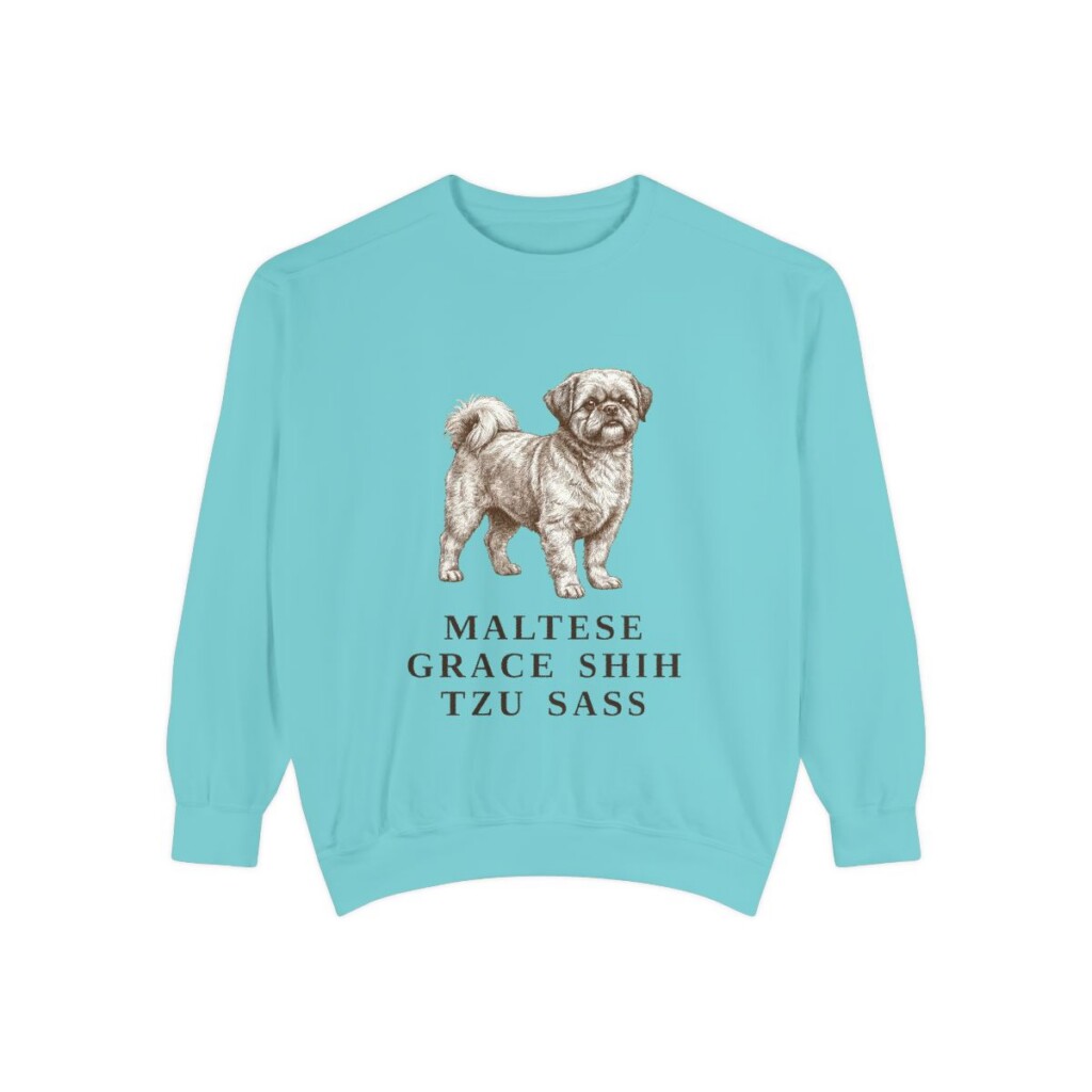 Mal-Shi Humor Sweatshirt, Chalky Mint, front view