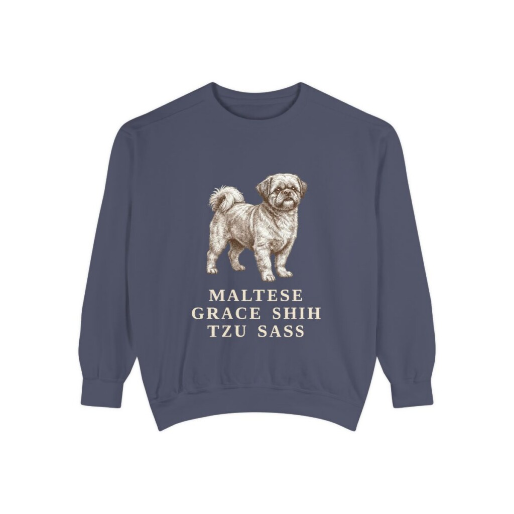 Mal-Shi Humor Sweatshirt, Denim, front view