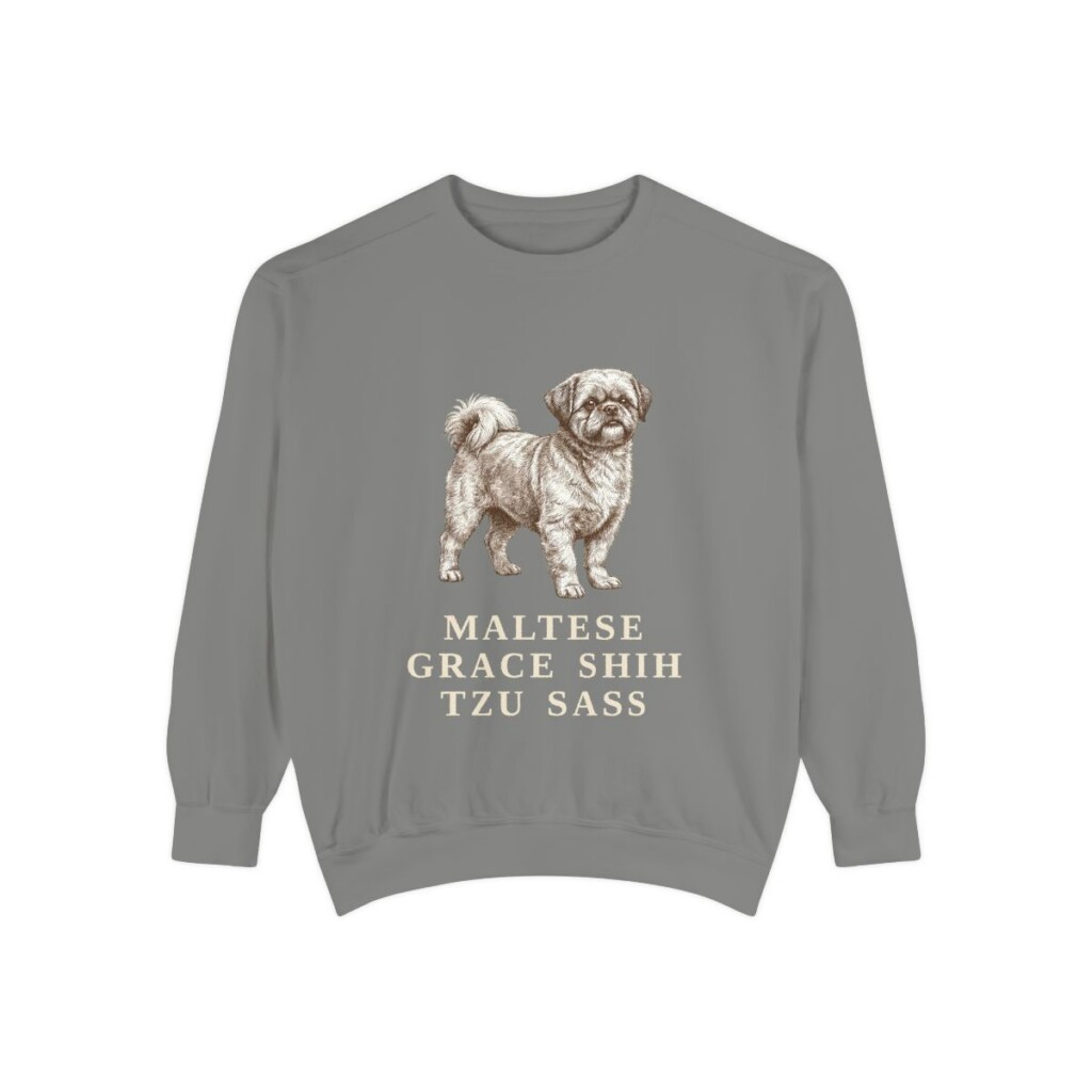 Mal-Shi Humor Sweatshirt, Grey, front view