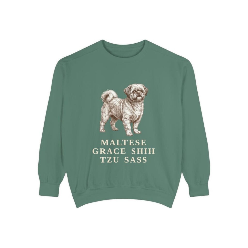 Mal-Shi Humor Sweatshirt, Light Green, front view