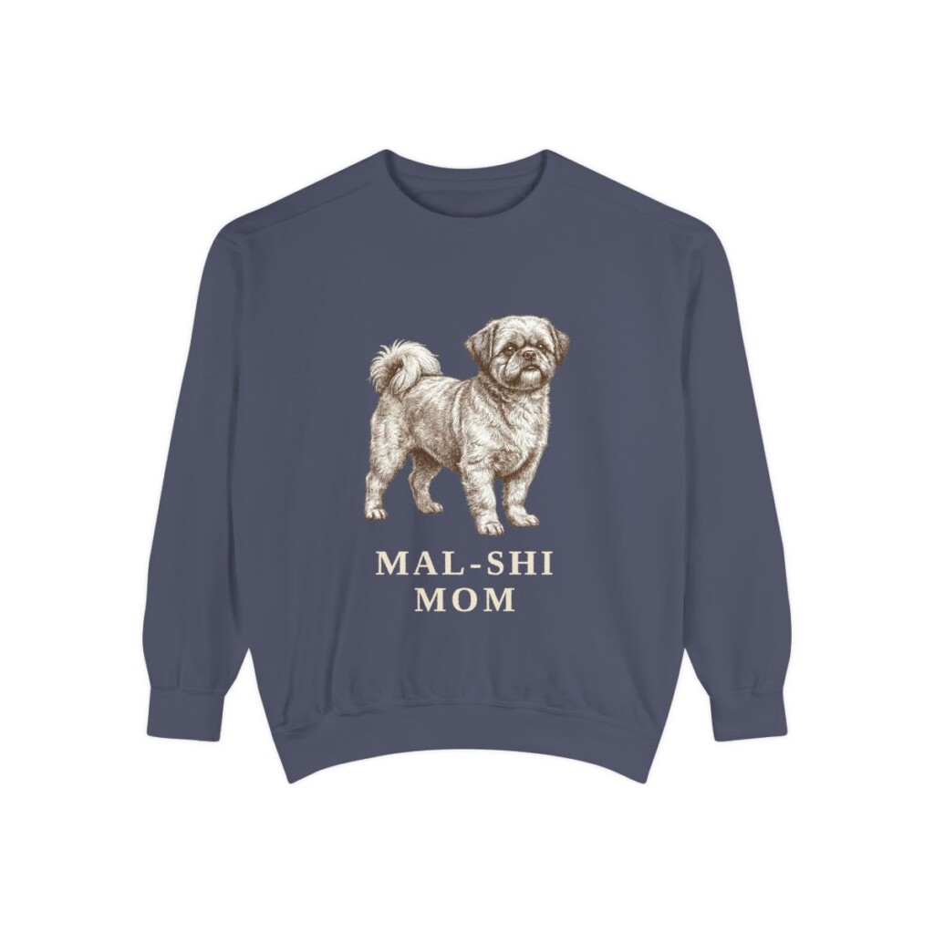 Mal-Shi Mom Sweatshirt, Denim, front view
