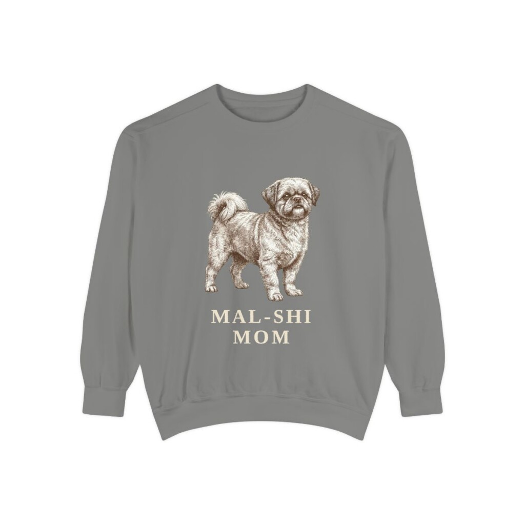 Mal-Shi Mom Sweatshirt, Grey, front view