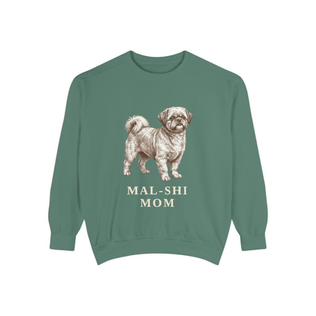 Mal-Shi Mom Sweatshirt, Light Green, front view