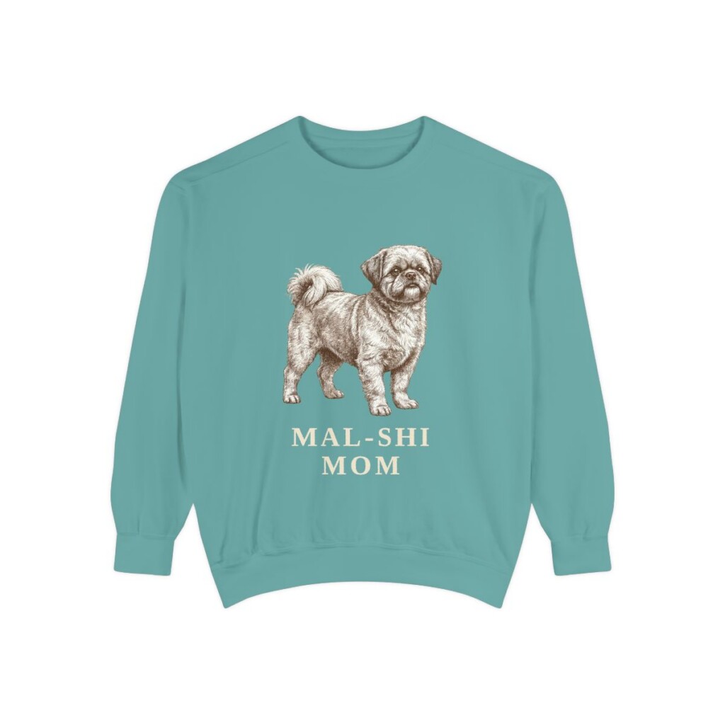 Mal-Shi Mom Sweatshirt, Seafoam, front view