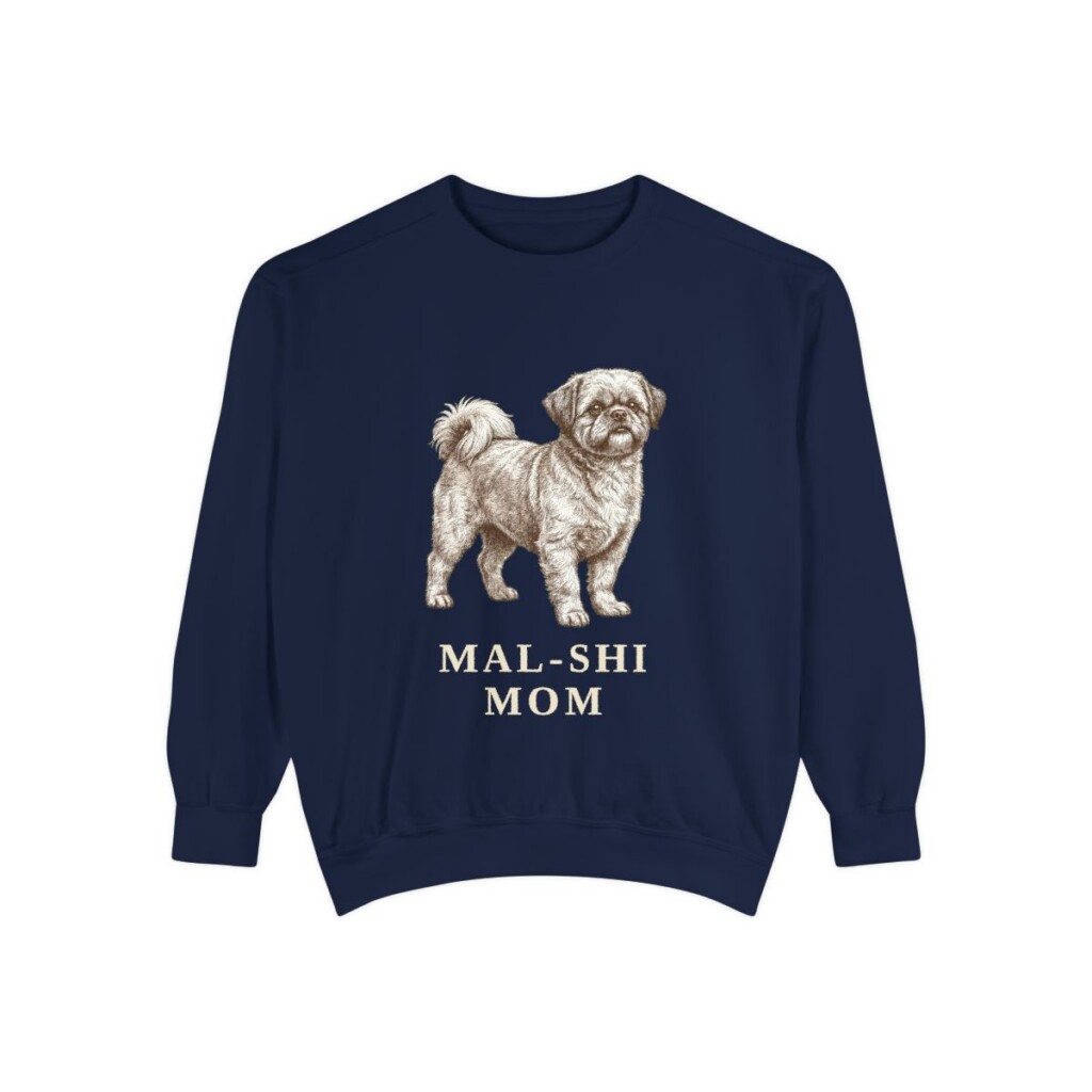 Mal-Shi Mom Sweatshirt, True Navy, front view