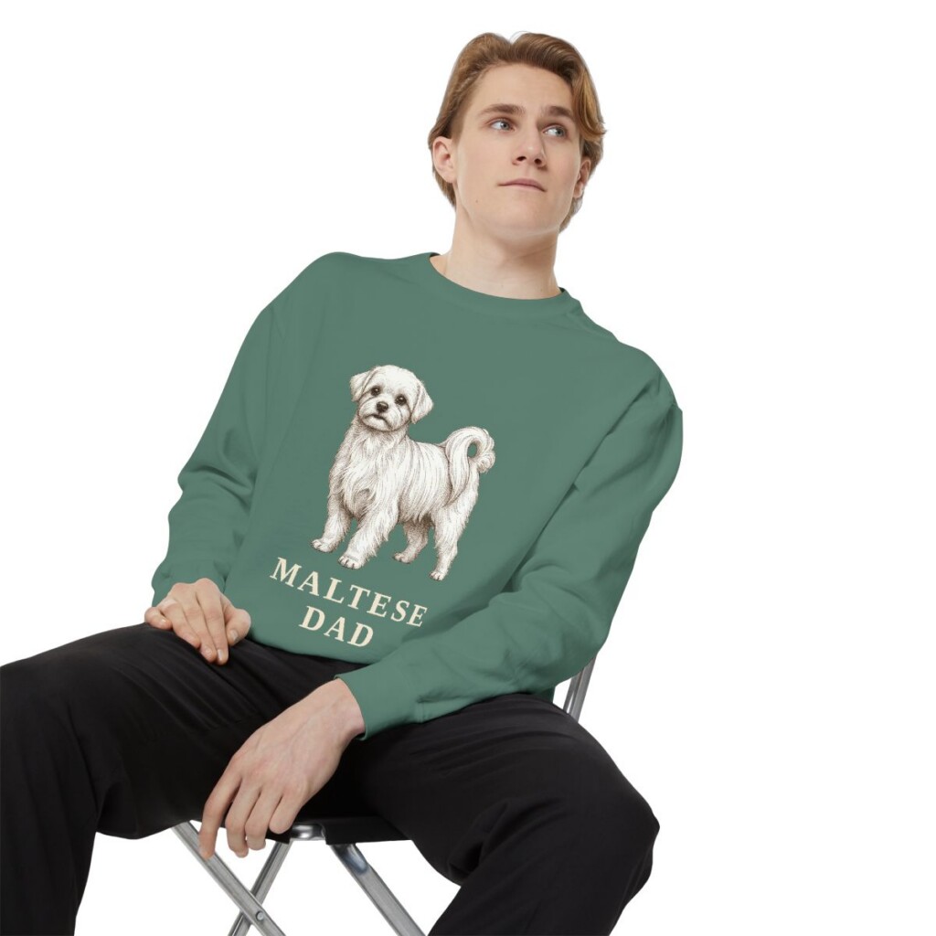 Maltese Dad Sweatshirt, Light Green, person 1 context