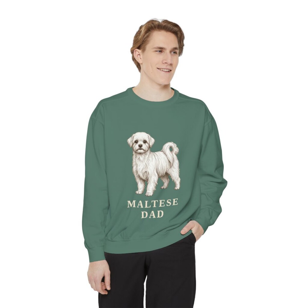 Maltese Dad Sweatshirt, Light Green, person 1 front