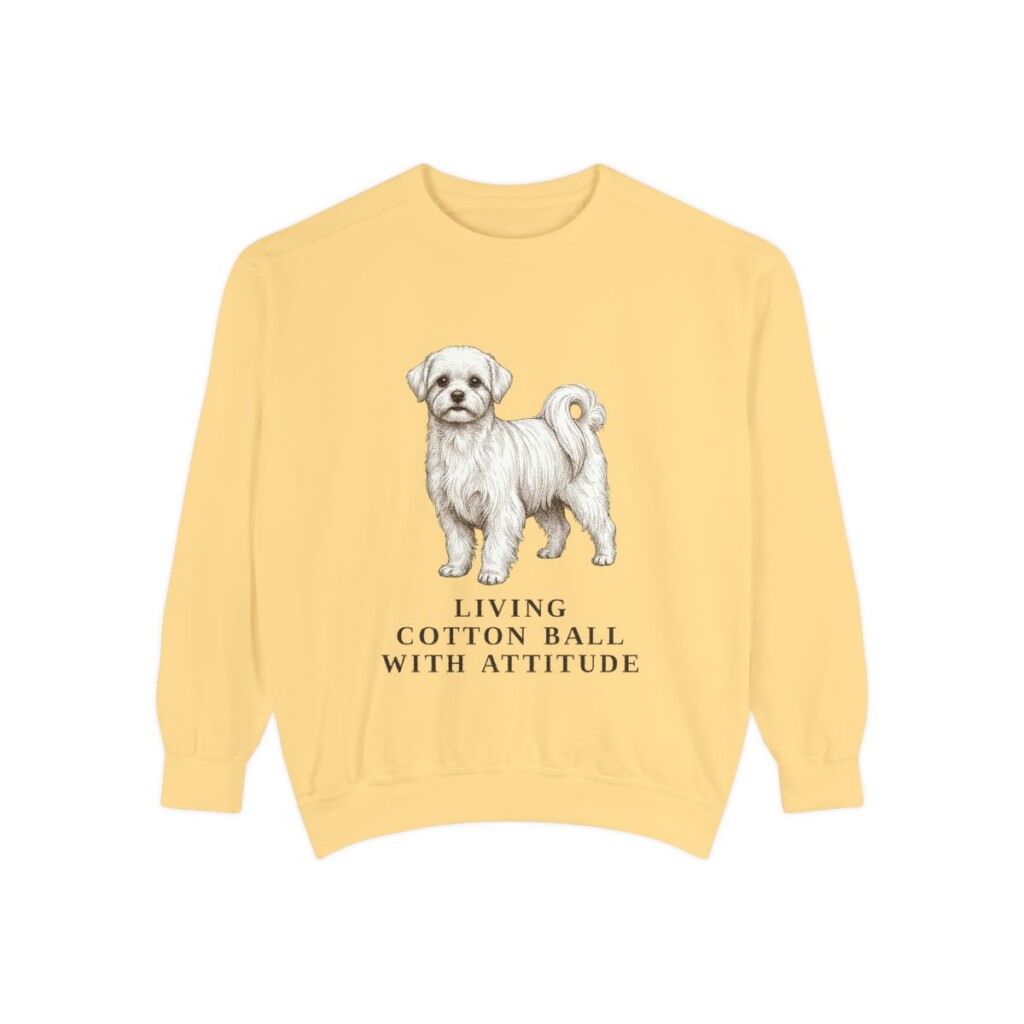 Maltese Humor Sweatshirt, Butter, front view