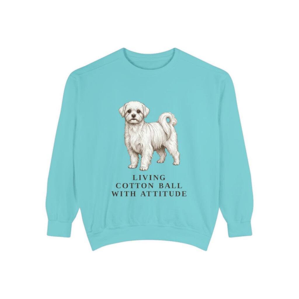 Maltese Humor Sweatshirt, Chalky Mint, front view