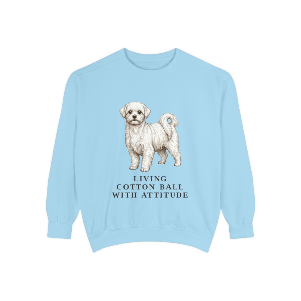 Maltese Humor Sweatshirt, Chambray, front view