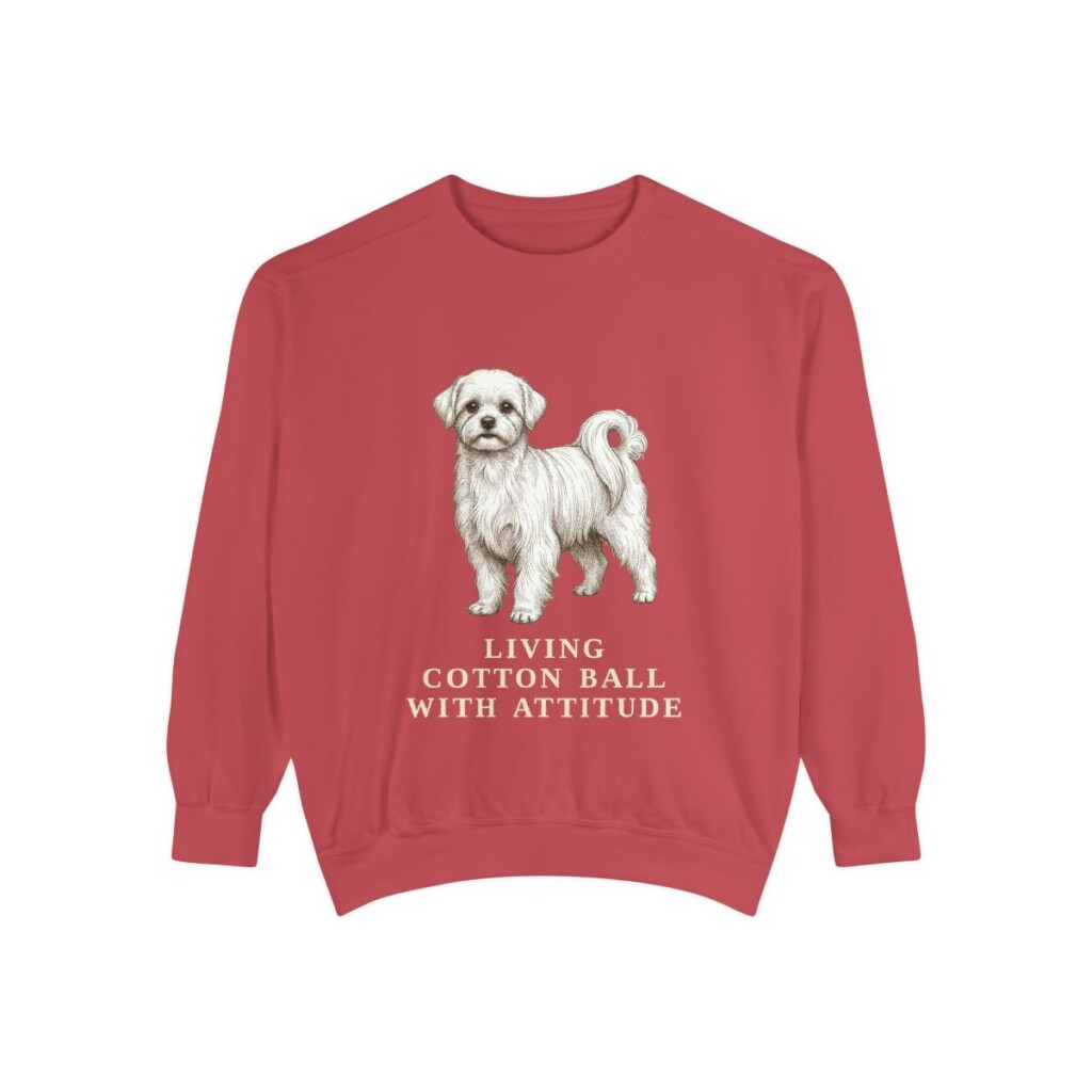 Maltese Humor Sweatshirt, Crimson, front view
