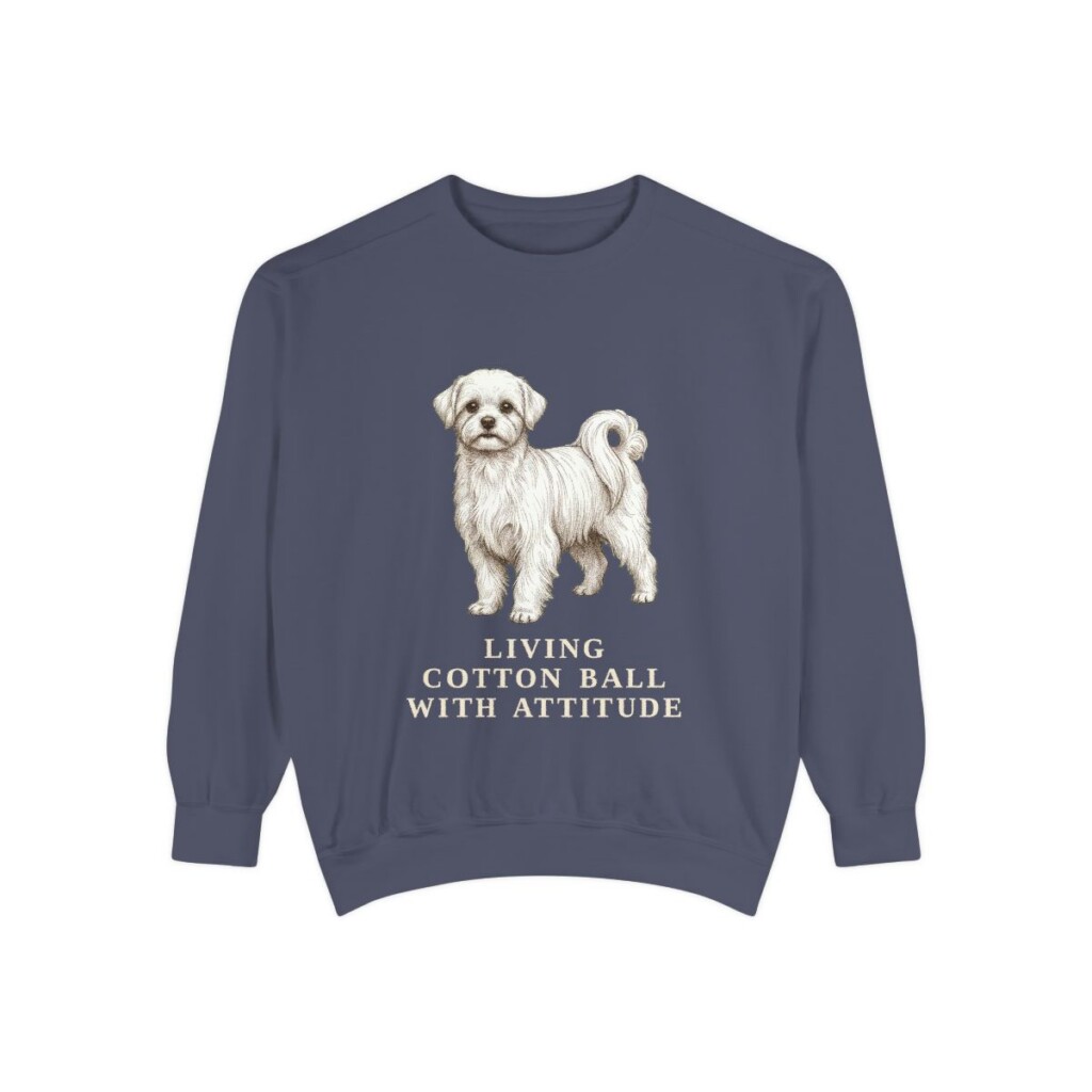 Maltese Humor Sweatshirt, Denim, front view