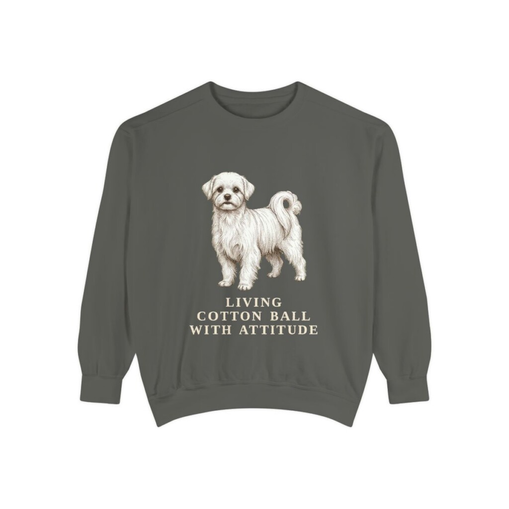 Maltese Humor Sweatshirt, Pepper, front view
