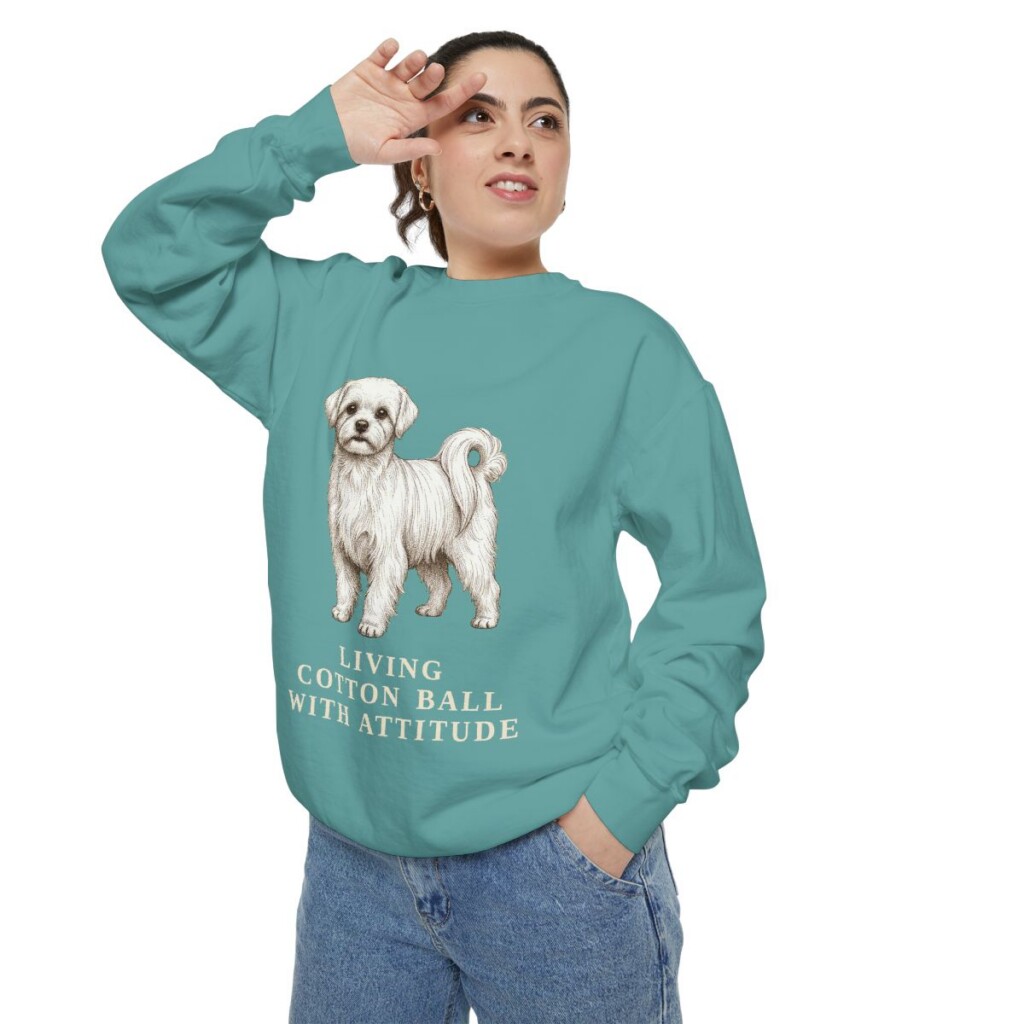Maltese Humor Sweatshirt, Seafoam, person 2 context