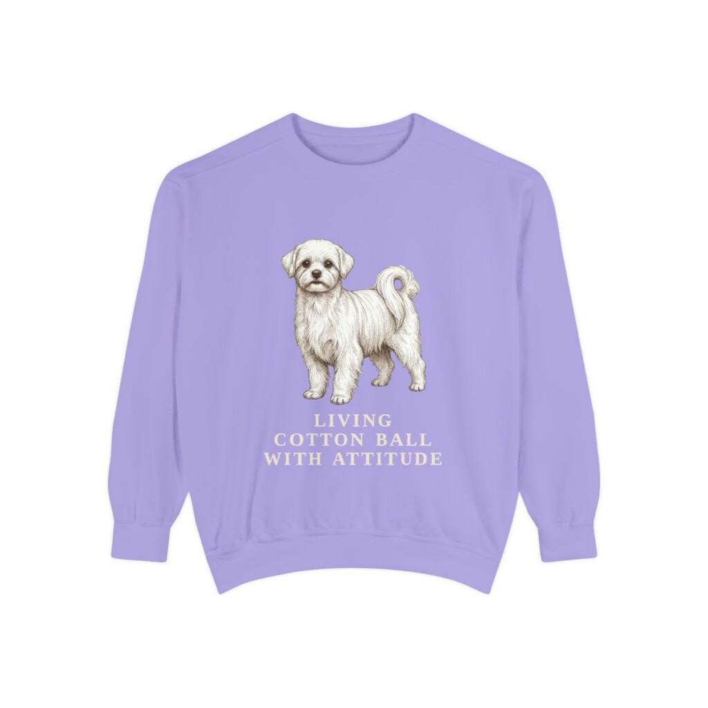 Maltese Humor Sweatshirt, Violet, front view